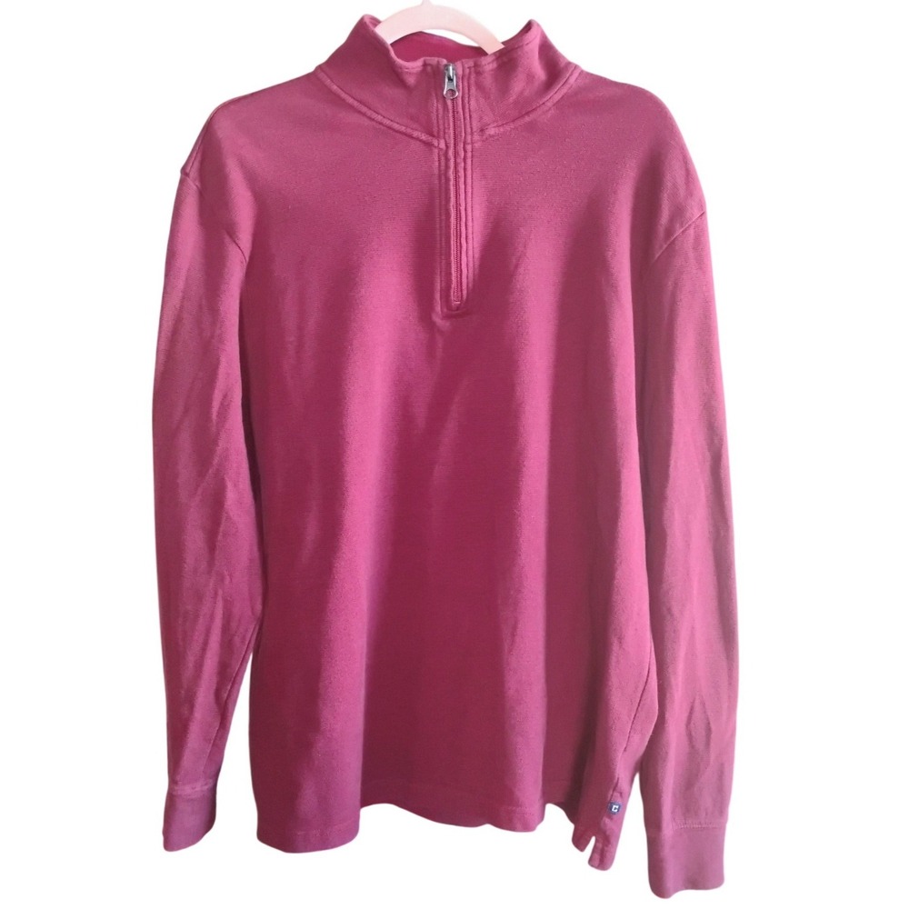 Chaps Men's Red Quarter Zip Sweater XL Pullover Cotton Knit‎ Classic Fit